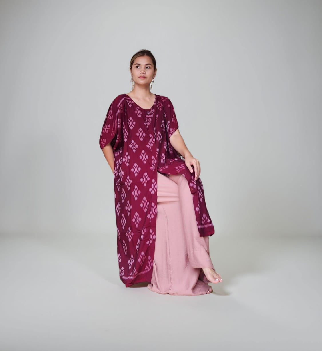 "Gumitir" Khaftan Midi Red Wine