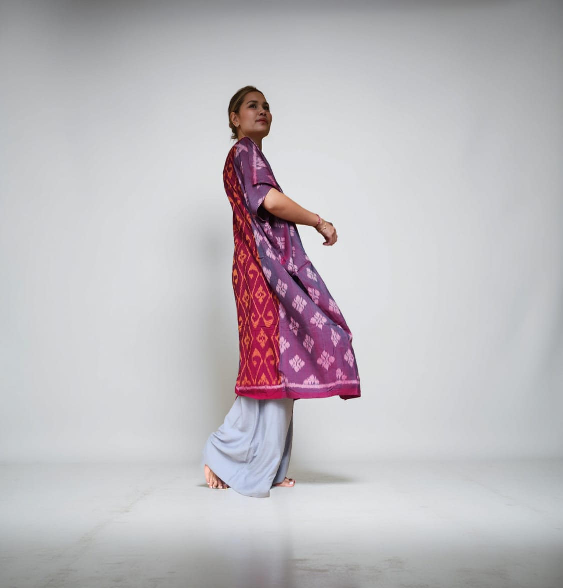 "Gumitir" Khaftan Midi Purple mix Red